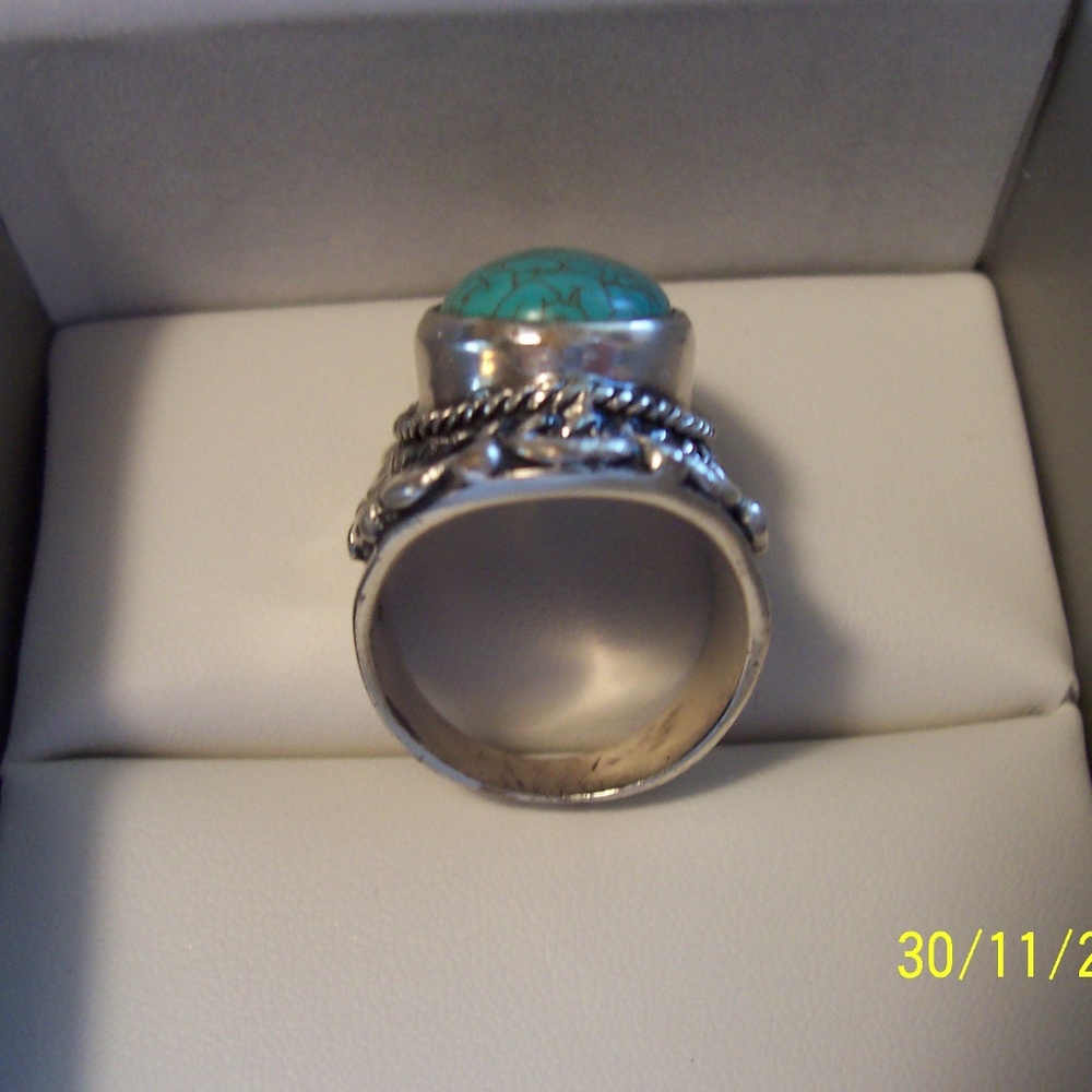 STERLING SILVER TURQUOISE RING ARTISAN 9.5